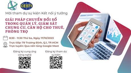 Mời tham gia sự kiện Kết nối ý tưởng với chủ đề  “Giải pháp chuyển đổi số trong quản lý, giám sát chung cư,  căn hộ cho thuê, phòng trọ”